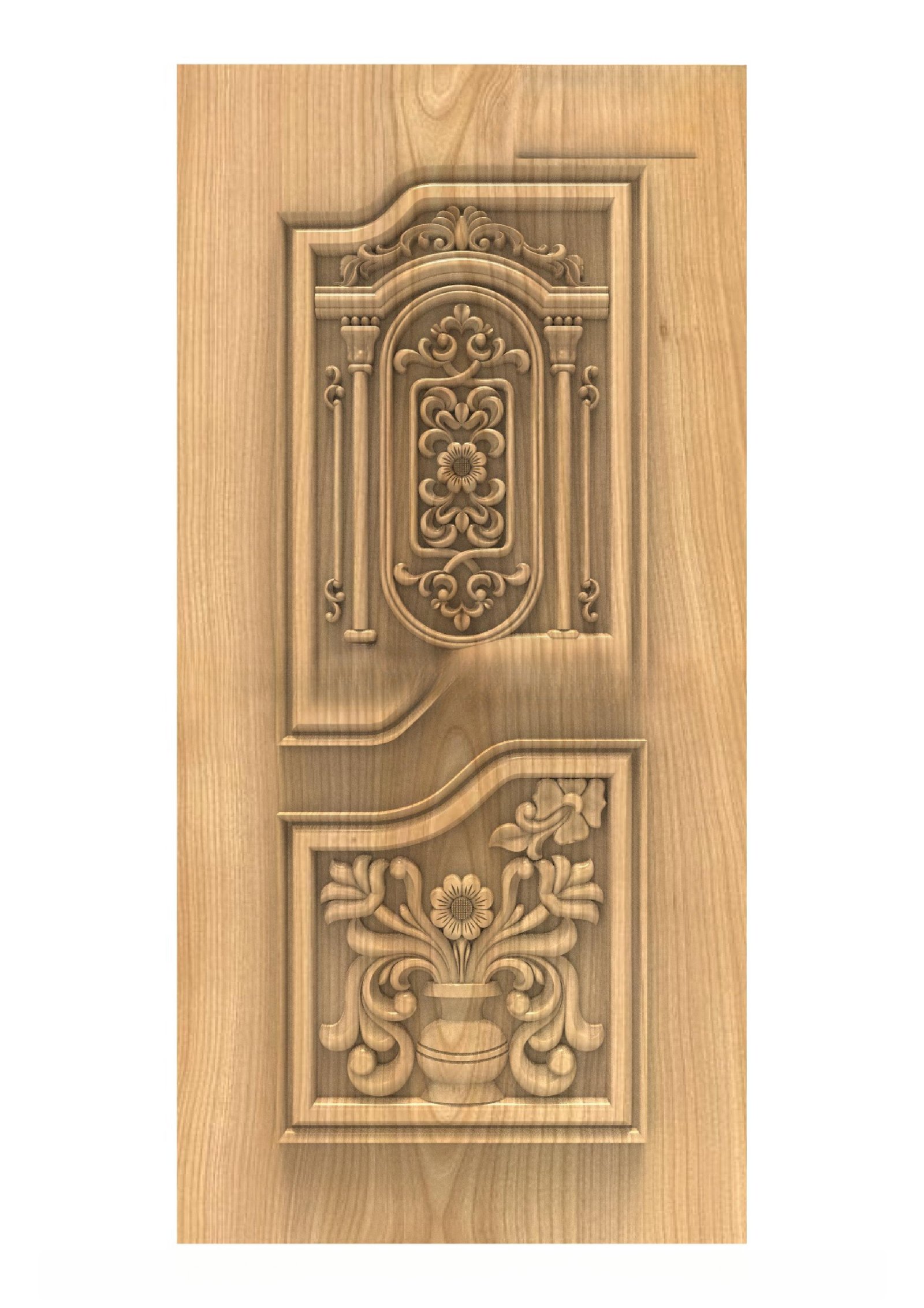 GSK DELITE DOORS - DL-47 Classic Floral Vase & Architectural Pillar Relief Carved Door